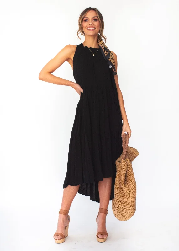 Everia Midi Dress - Black Budget-friendly midi dresses