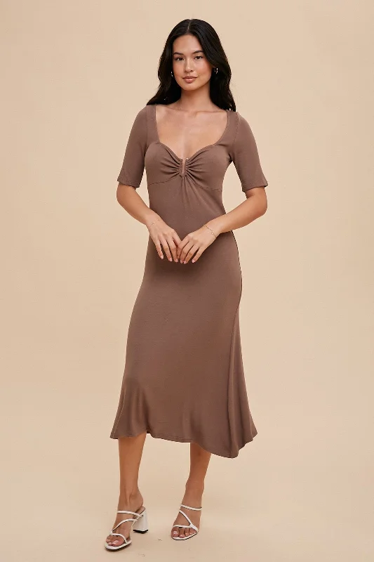 Mocha U Notched Midi Dress Fall midi dresses