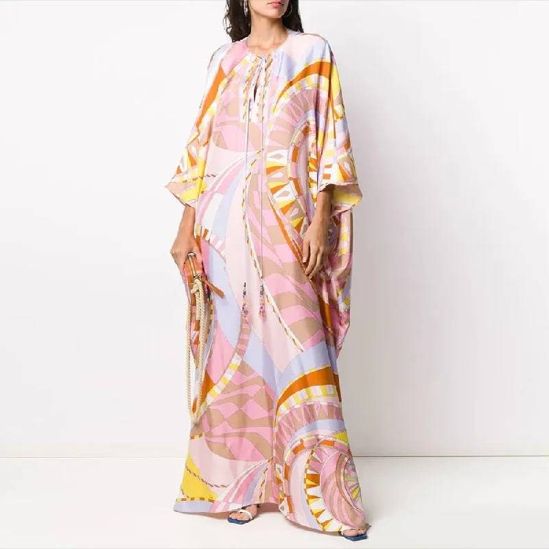 Women's dress Muslim loose large size robe printed dress Maternity floral dresses