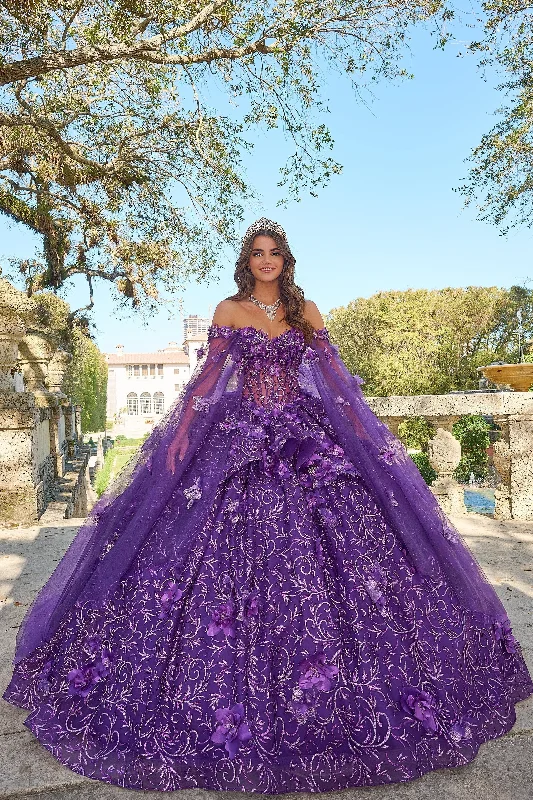 3D Floral Cape Sleeve Quinceanera Dress by Amarra 54216 Wedding floral dresses