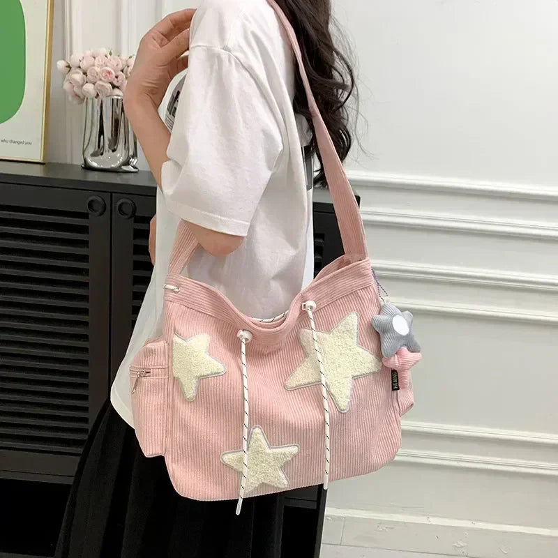 Girls Cute Star Print Shoulder Bags Women Japanese Casual Fashion Crossbody Bag Y2k Streetwear Tote Bags for College Student Edgy floral dresses