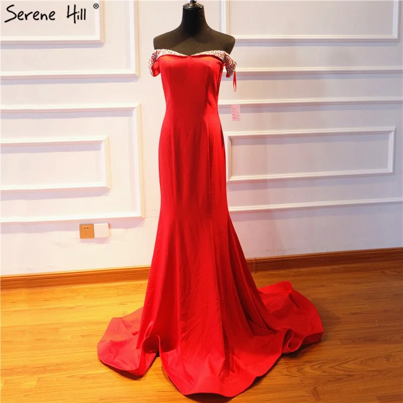 On Sale No Return No Refund 2024 Mermaid Elegant Fashion New Evening Dresses Off Shoulder Sexy Simple Formal Evening Gowns Serene Hill LA6510 Everyday wear unclassified dresses