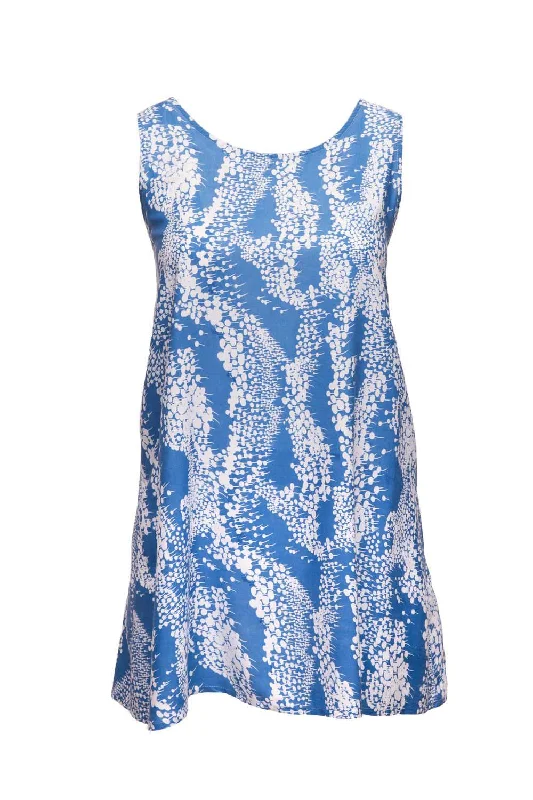 A-line Sun Dress - Blue & White Ruched unclassified dresses