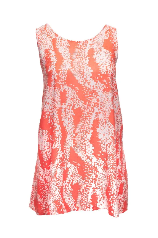 A-line Sun Dress - Peach & White Ruffled unclassified dresses