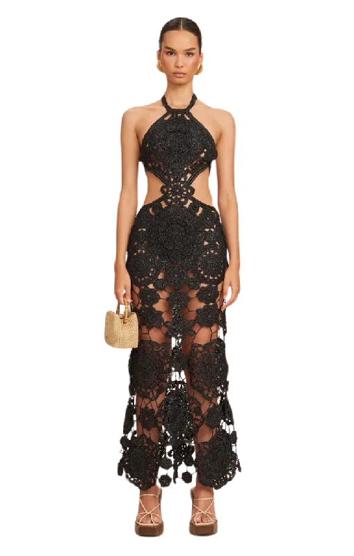 Accalia Crochet Gown - Black Festival unclassified dresses