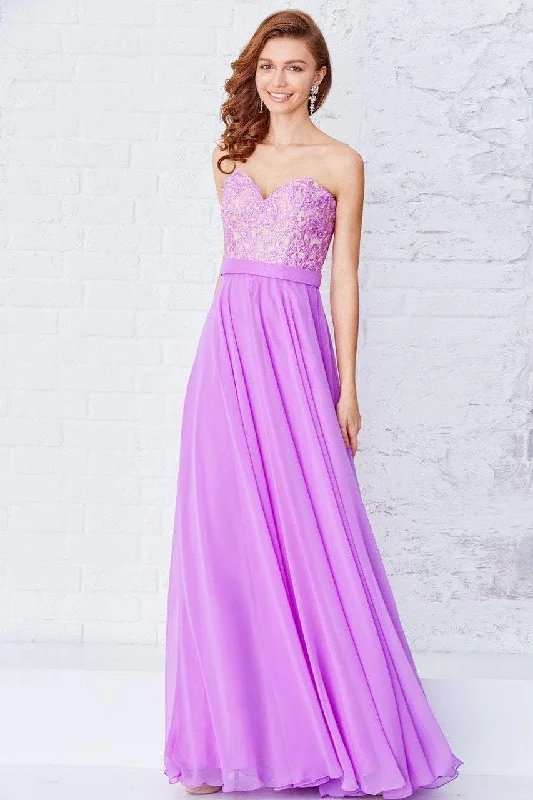 Angela & Alison - 71112SC Embroidered Strapless A-Line Evening Gown Everyday wear unclassified dresses