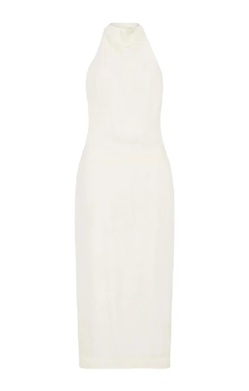 Asymm Belt Back Dress - Off White Dark color unclassified dresses