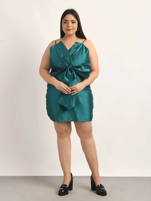 Attic Curves Oversized Knot Teal Dress Casual chic unclassified dresses