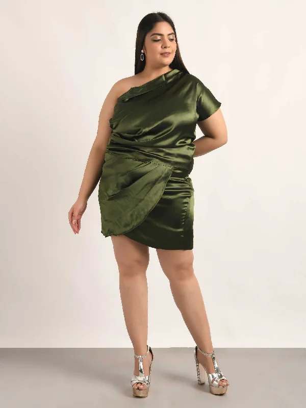 Attic Curves Shiny Satin Ruched Top Flowy unclassified dresses