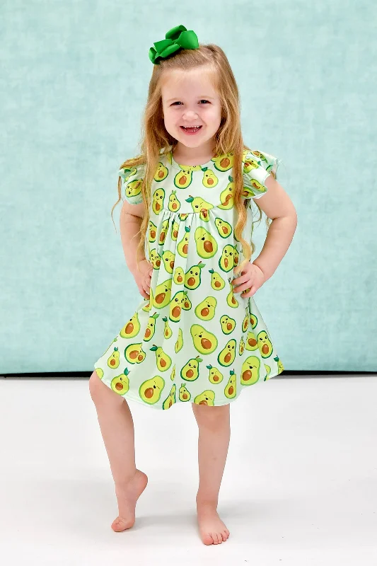 Avocado Milk Silk Flutter Dress Lightweight unclassified dresses