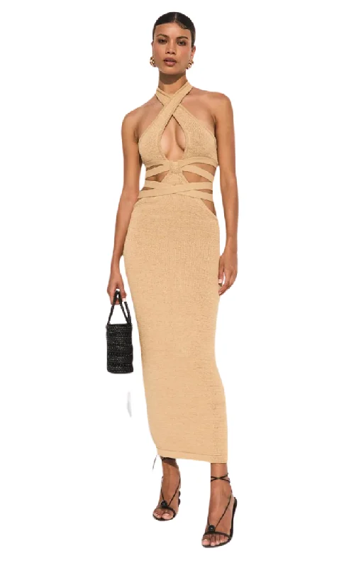 Aziza Knit Dress - Sand Wrap unclassified dresses