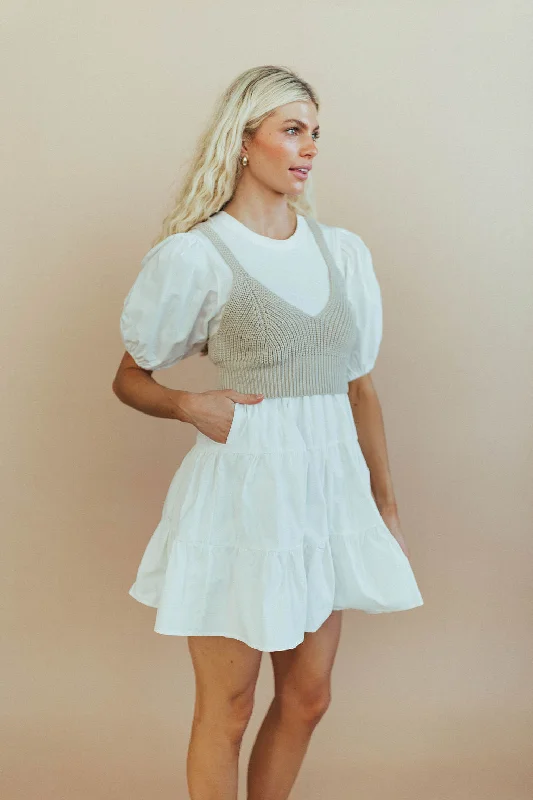 Bella Knit Dress in White Beach unclassified dresses