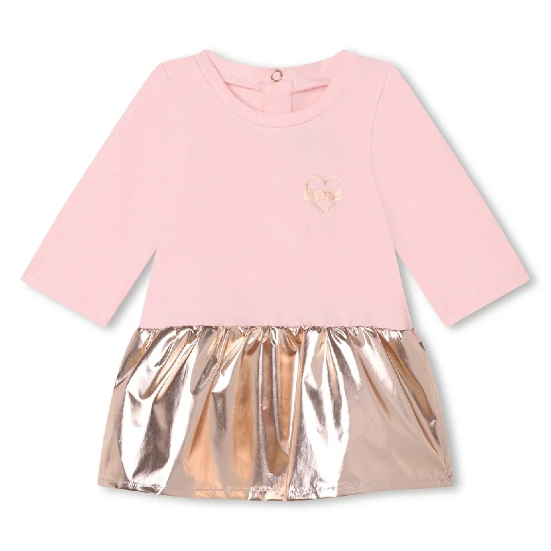 Pink & Metallic Rose Gold Cotton Dress Casual unclassified dresses