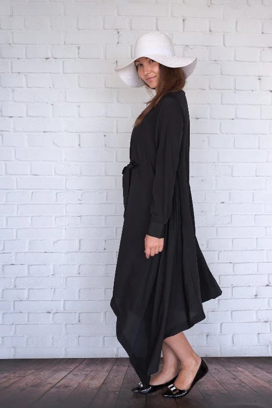 Botan - Black Crepe Ruffled unclassified dresses