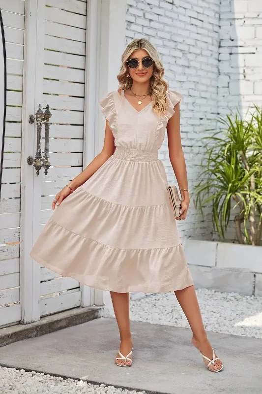 Sleeveless V-Neck Waist Pleated Dress Petite unclassified dresses