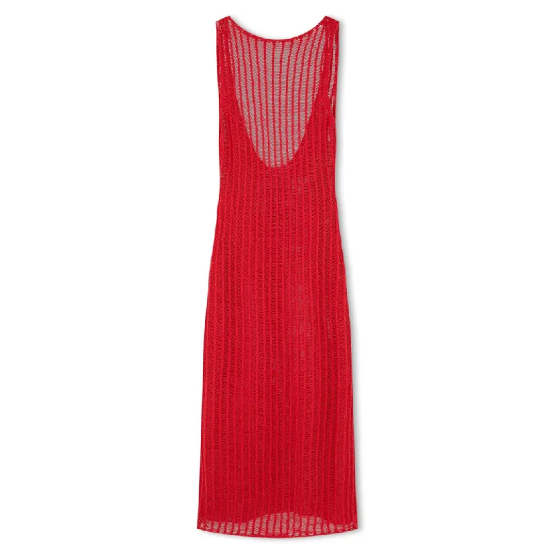 Cotton Crochet Backless Dress - Chilli Sleeveless unclassified dresses