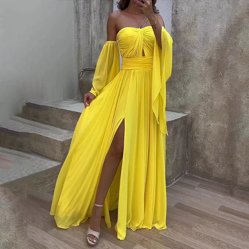 Yellow Waist Loose Dress Gothic unclassified dresses