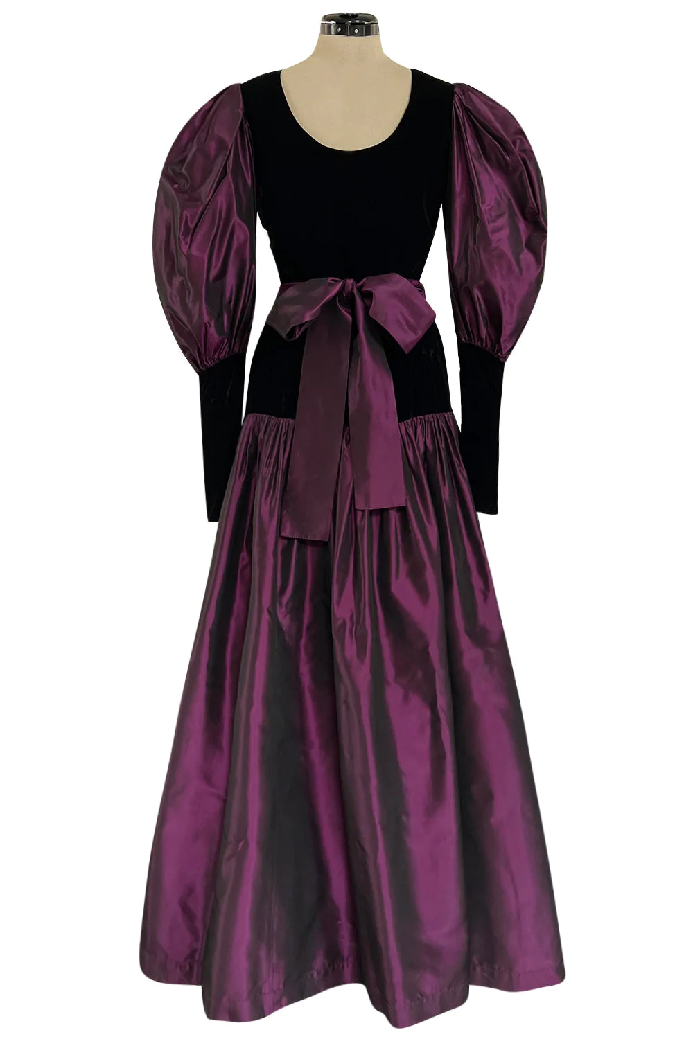 Fall 1982 Yves Saint Laurent Iridescent Purple Silk Taffeta Gigot Sleeve Dress Halter unclassified dresses