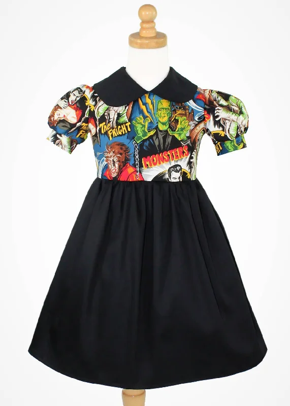 Girl's Hollywood Monsters Peter Pan Collar Dress Beaded unclassified dresses