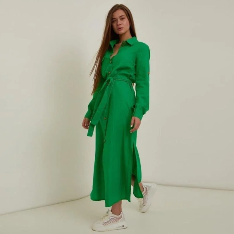 Green casual  large size loose dress Metallic unclassified dresses