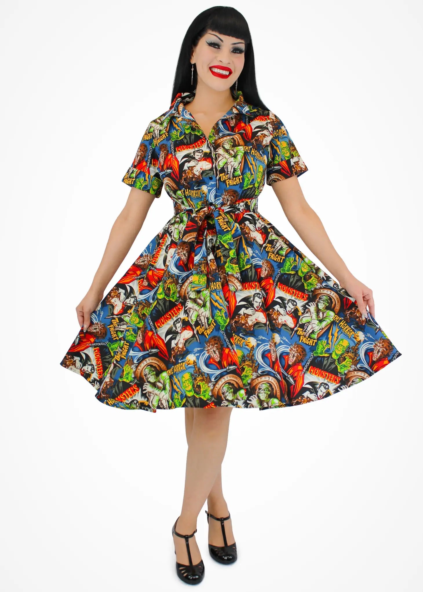 Hollywood Monsters Retro Horror Circle Dress Printed unclassified dresses