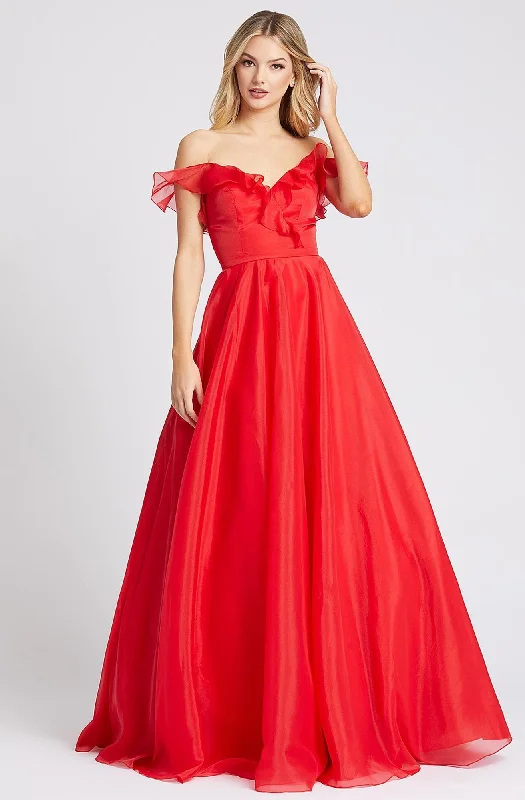 Ieena Duggal - Ruffled Off Shoulder V-Neck A-Line Gown 48942ISC Winter unclassified dresses