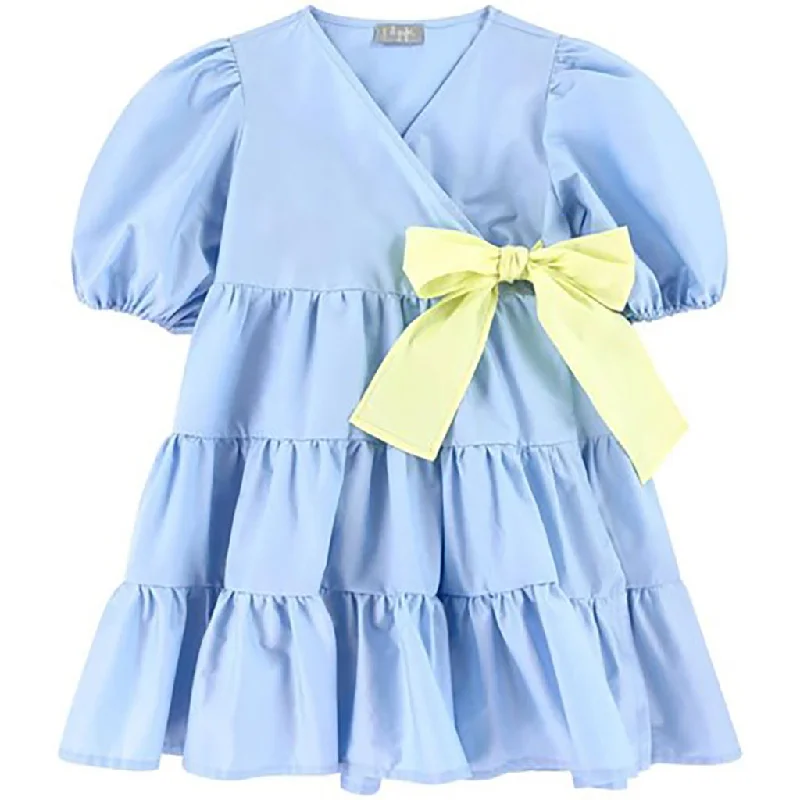 Blue Flounce Dress with Bow Ruffled unclassified dresses