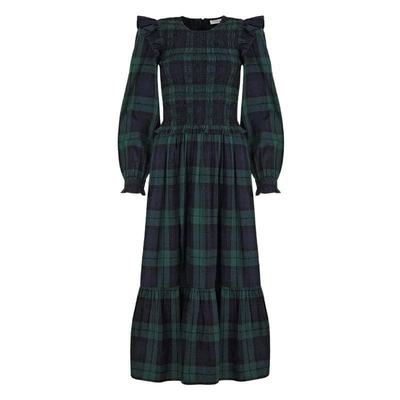 Iris Green & Navy Tartan Freya Dress Date night unclassified dresses