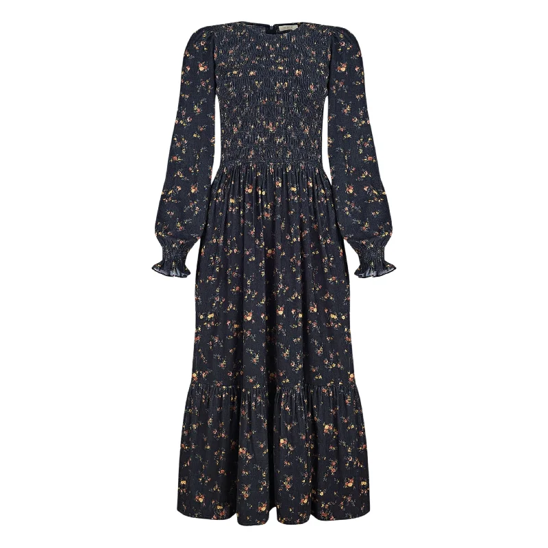 Iris Navy Printed Cord Frances Dress Office unclassified dresses