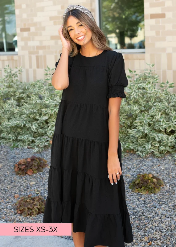 Janessa Tiered Black Dress Monochrome unclassified dresses