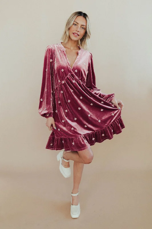 Jewel Velvet Dress in Rose Velvet unclassified dresses