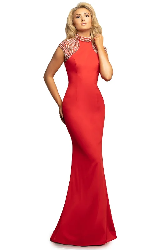 Johnathan Kayne - Beaded High Neckline Sheath Gown 2089SC Ruched unclassified dresses