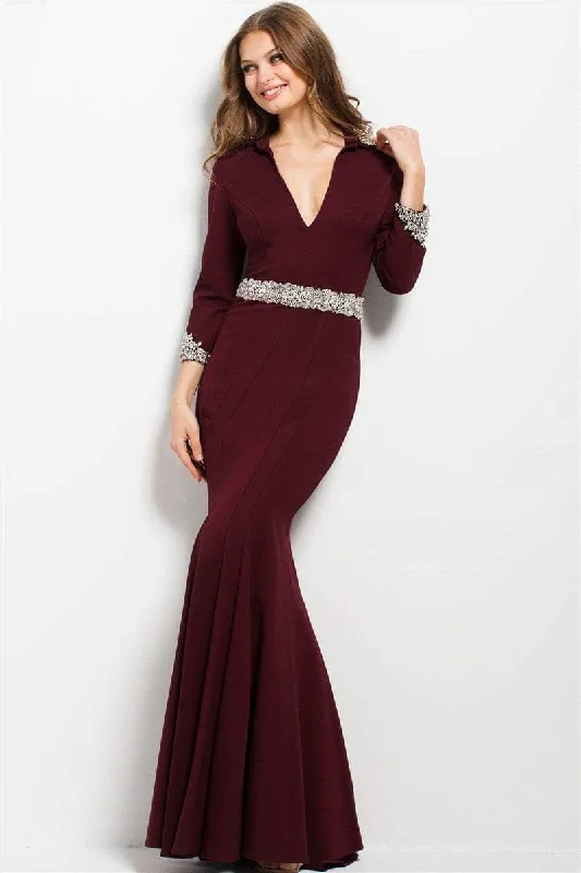 Jovani - 52091SC Seamed Plunging V-Neck Trumpet Evening Gown Bodycon unclassified dresses