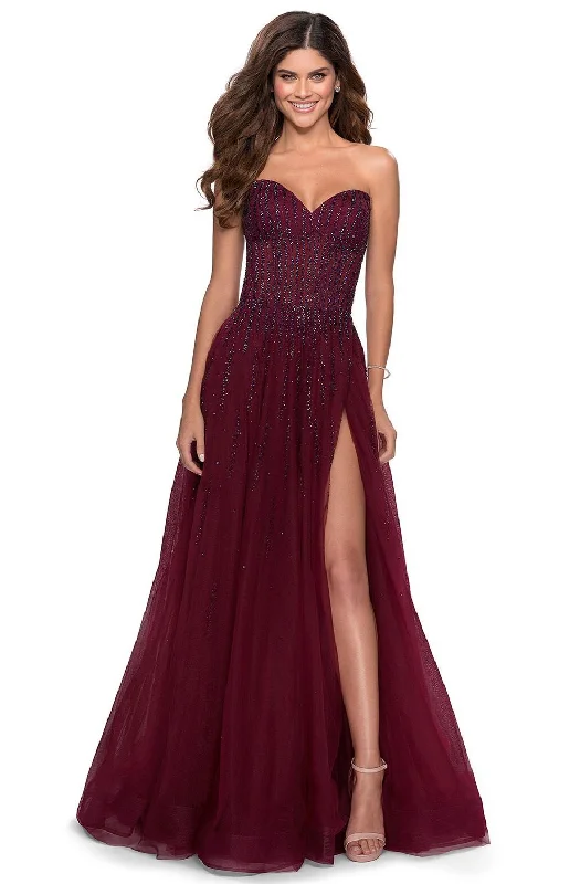 La Femme - 28603SC Beaded Sweetheart A-line Evening Dress Soft fabric unclassified dresses