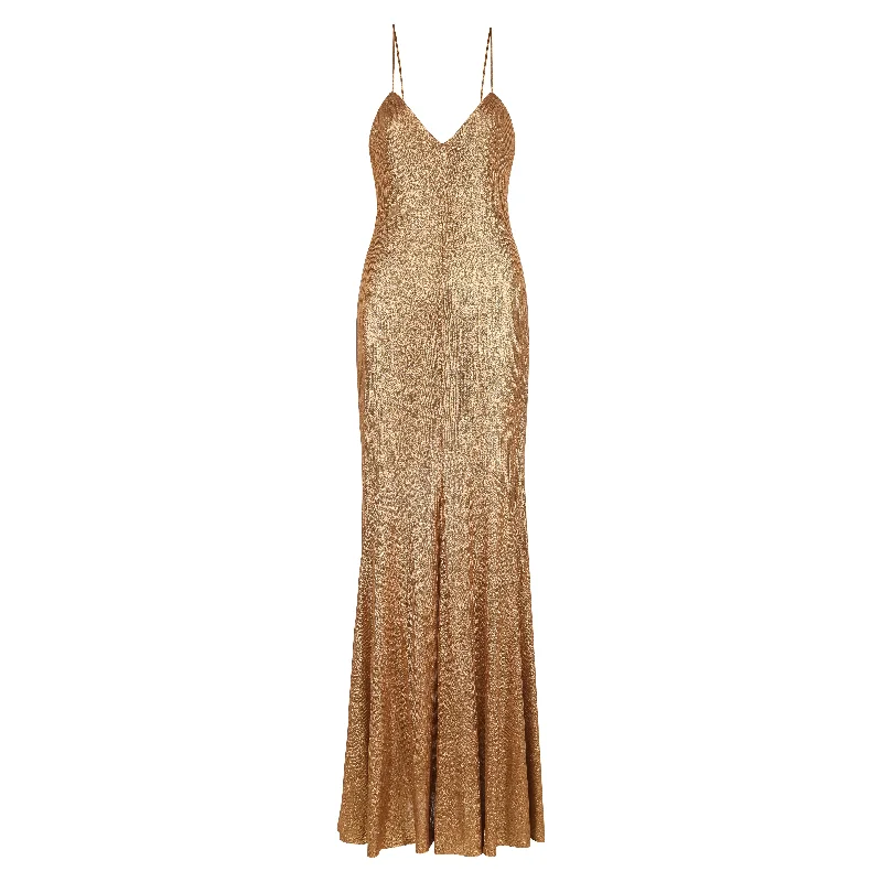 Milou Slip Dress - Gold Embroidered unclassified dresses