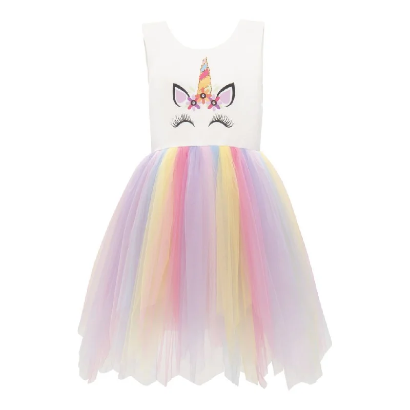 White Unicorn Rainbow Dress Budget-friendly unclassified dresses