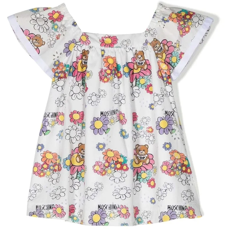 Multicolor Teddy Bear Cotton Dress Stretchy unclassified dresses