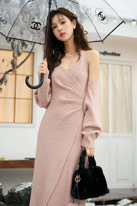 Spaghetti Strap Dress and Coat Set Comfortable unclassified dresses