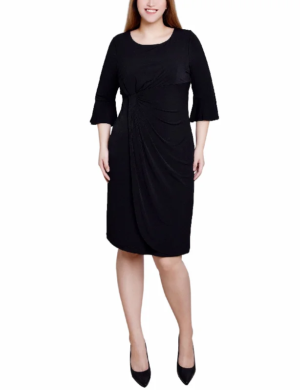 Petite 3/4 Length Trumpet Sleeve Dress Club unclassified dresses