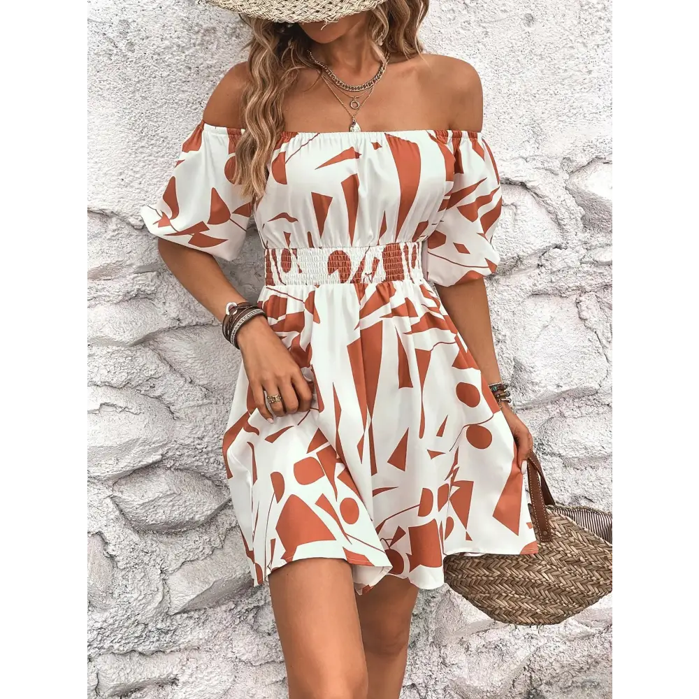 Off-Shoulder Printed Dress Discounted unclassified dresses