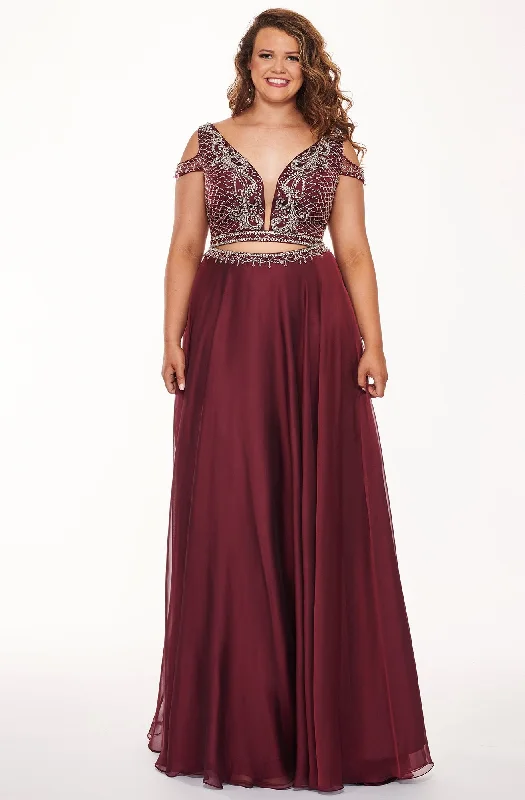 Rachel Allan 6693 - Curves Two Piece Beaded Chiffon A-line Dress Vintage unclassified dresses