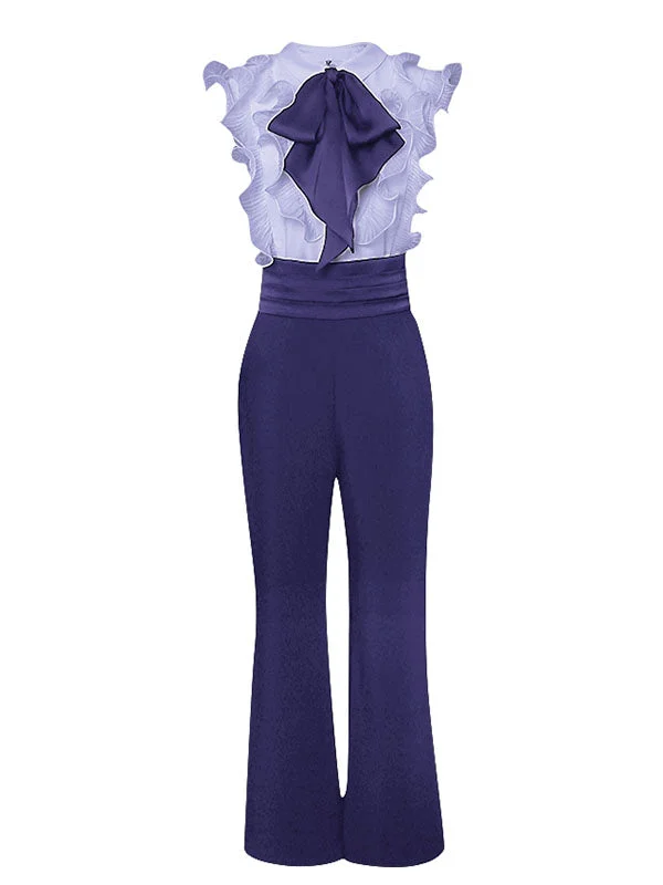 2PS Purple Ruffles Sleeveless 1950S Vintage Pant Set Everyday wear unclassified dresses