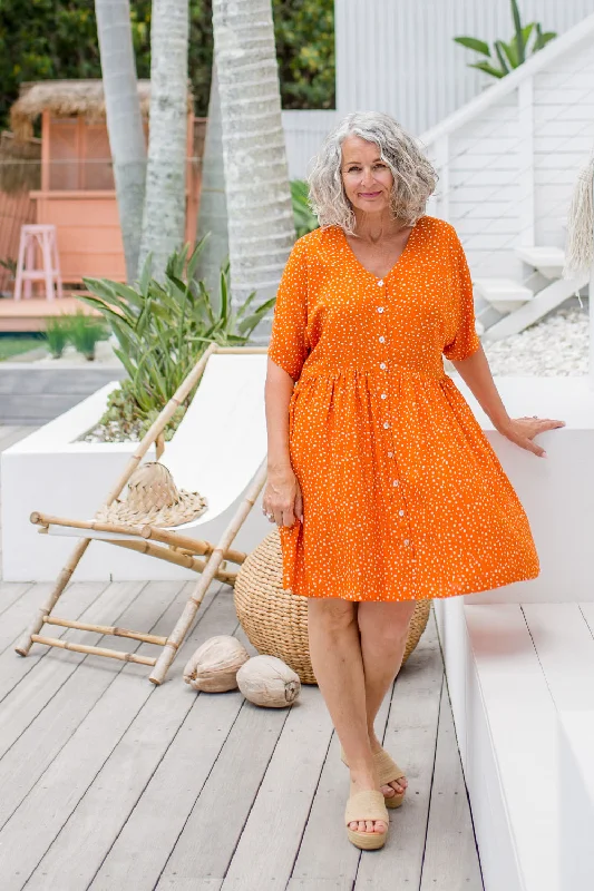 Summer Dress - Messy Polka - Orange Knitted unclassified dresses