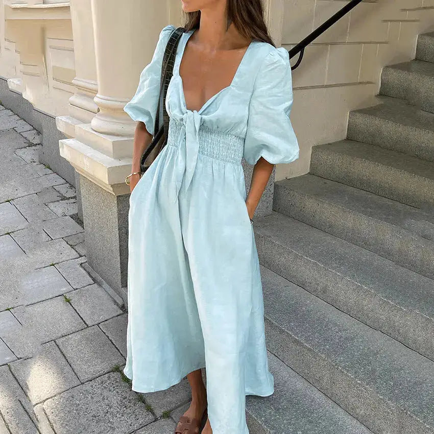 French Elegant Puff Sleeve Dress Women's unclassified dresses