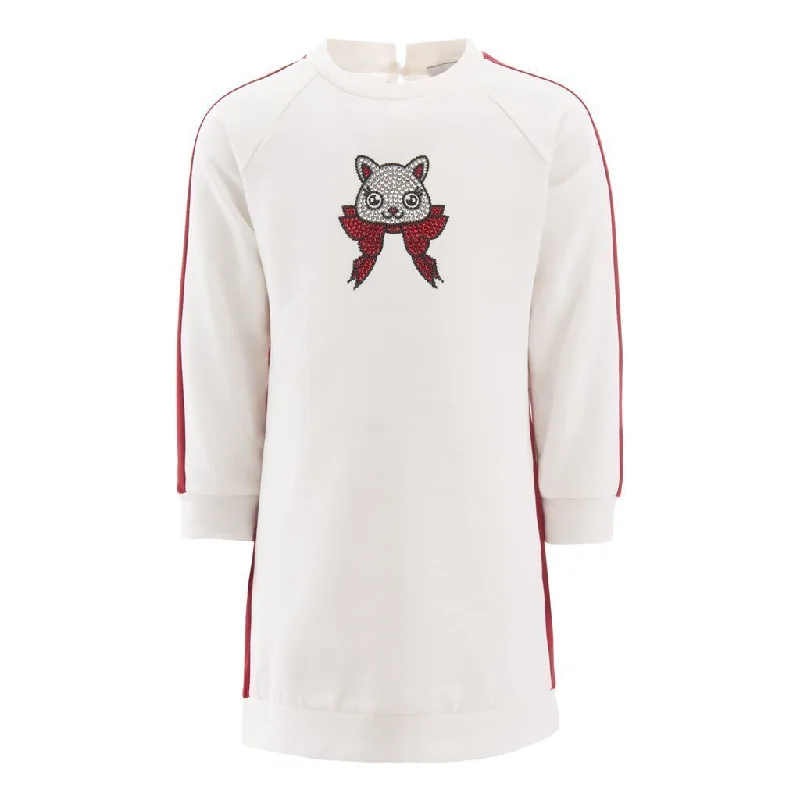 Red Crystal Cat Jersey Dress Preppy unclassified dresses