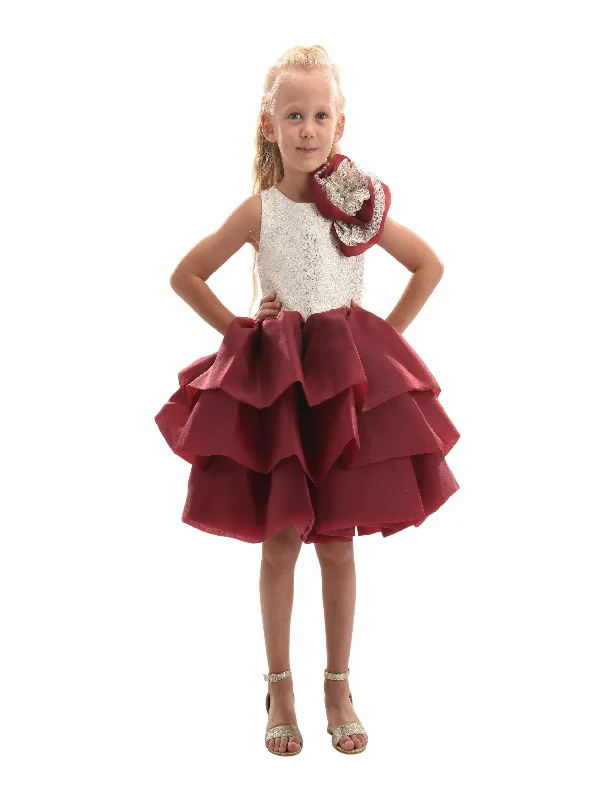 Burgundy Ladera Tiered Ruffle Dress Sequin unclassified dresses