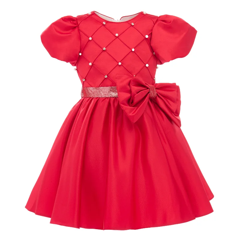 Red Sevilla Teacup Bow Dress Long unclassified dresses