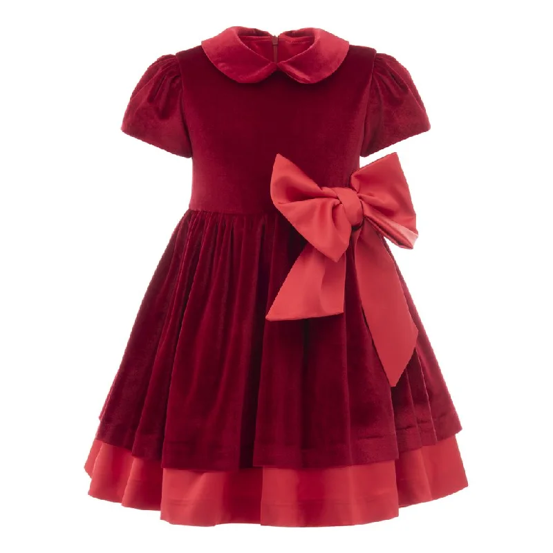 Red Velvet Bow Jersey Dress Wedding guest unclassified dresses