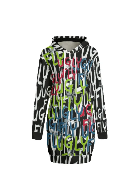 Ugly Fly Women's Hoodie Dress | Interlock Printed unclassified dresses