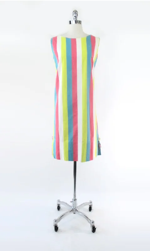 Vintage 60s Atomic Stripe Shift Dress M Formal unclassified dresses